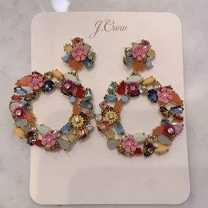 Brand new J. Crew colorful floral hoop earrings